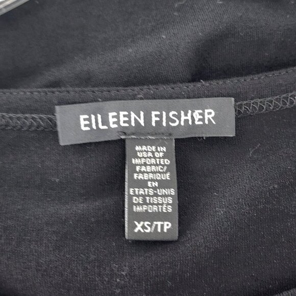 EILEEN FISHER Long Sleeve Viscose Jersey Crew Neck Dress Black - Picture 6 of 7